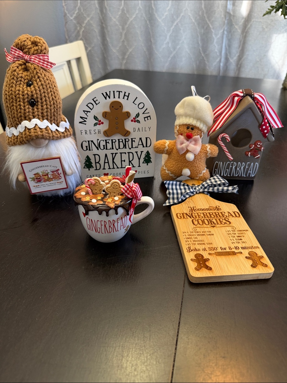 Gingerbread Bakery Holiday Décor Set - Brown, Red, White
